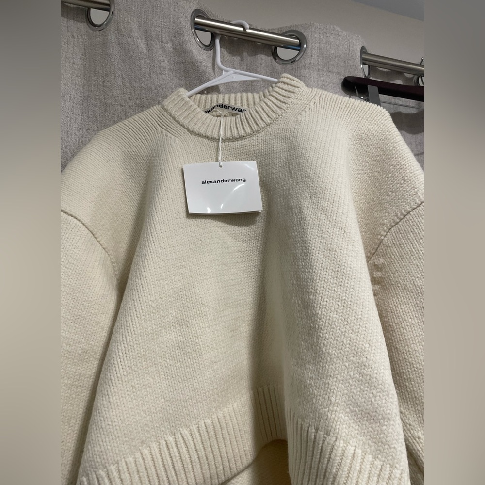 Alexander Wang Women’s Mock Neck Drape Back Pullover Sweater White Size XS NWT
